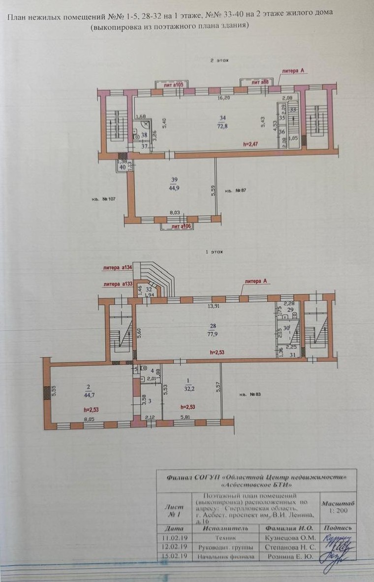 Асб., Планировка